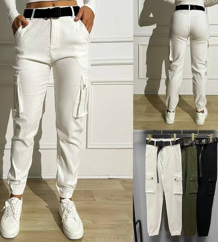 Pantalone cargo Tasche Casual inclusa la cintura - Nero - Level Stores