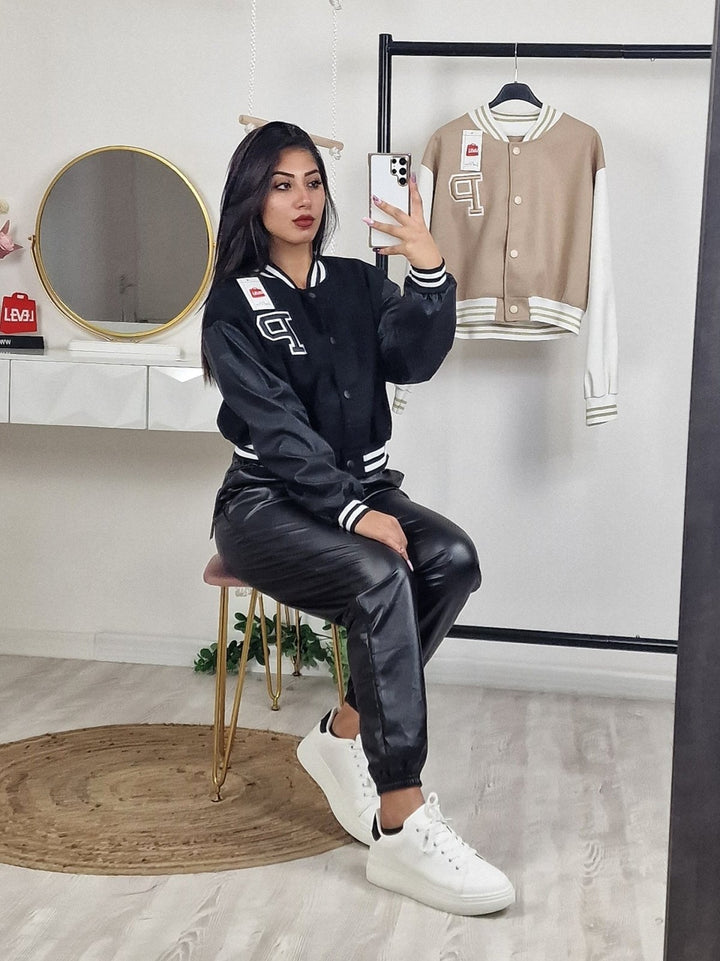 Pantalone in ecopelle con fascia elastica arricciata e tasche laterali - Argento - Level Stores