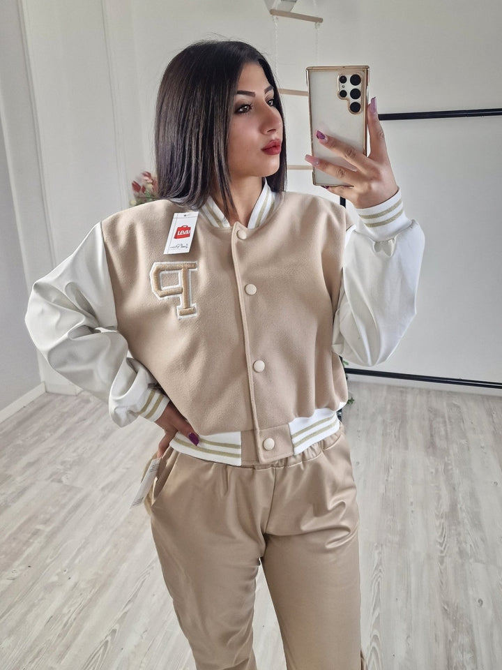 Pantalone in ecopelle con fascia elastica arricciata e tasche laterali - Beige - Level Stores