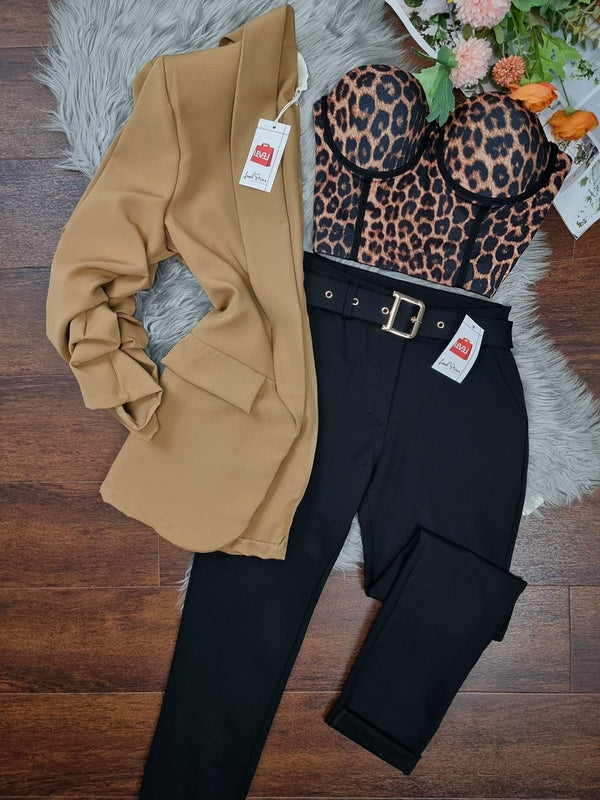 Pantalone modello skinny con cintura inclusa - Nero - Level Stores