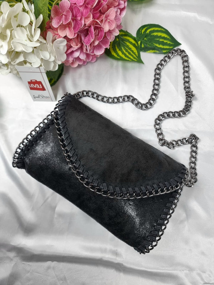 Piccola borsa casual da donna fatta a mano borsa a catena pochette alla moda - Nero - Level Stores