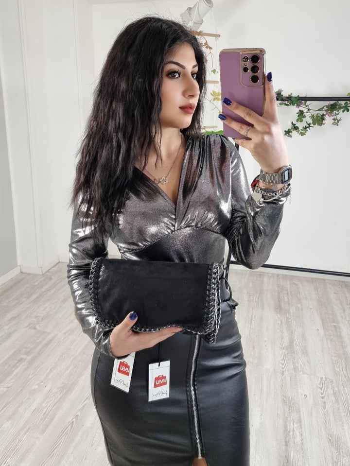 Piccola borsa casual da donna fatta a mano borsa a catena pochette alla moda - Nero - Level Stores