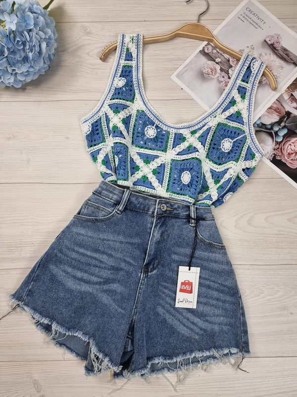 TOP ALL'UNCINETTO - Celeste - Level Stores