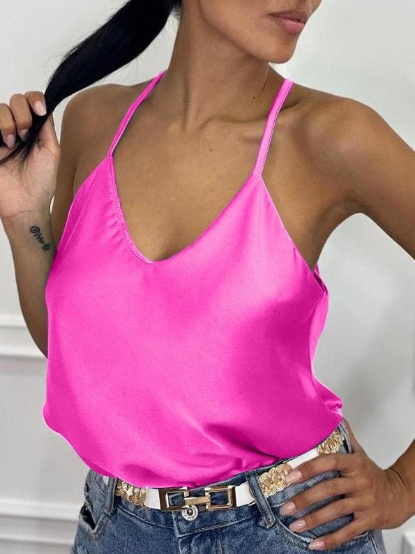 Top in raso - Blu elettrico - Level Stores